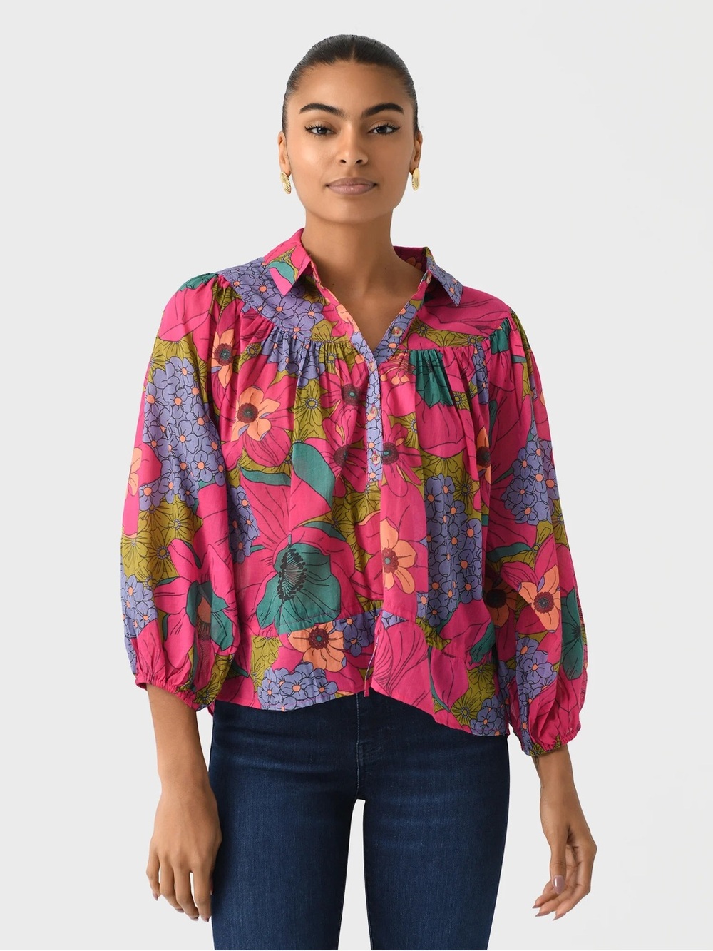 MOTHERS The Wasting Henley Blouse Psychic Floral